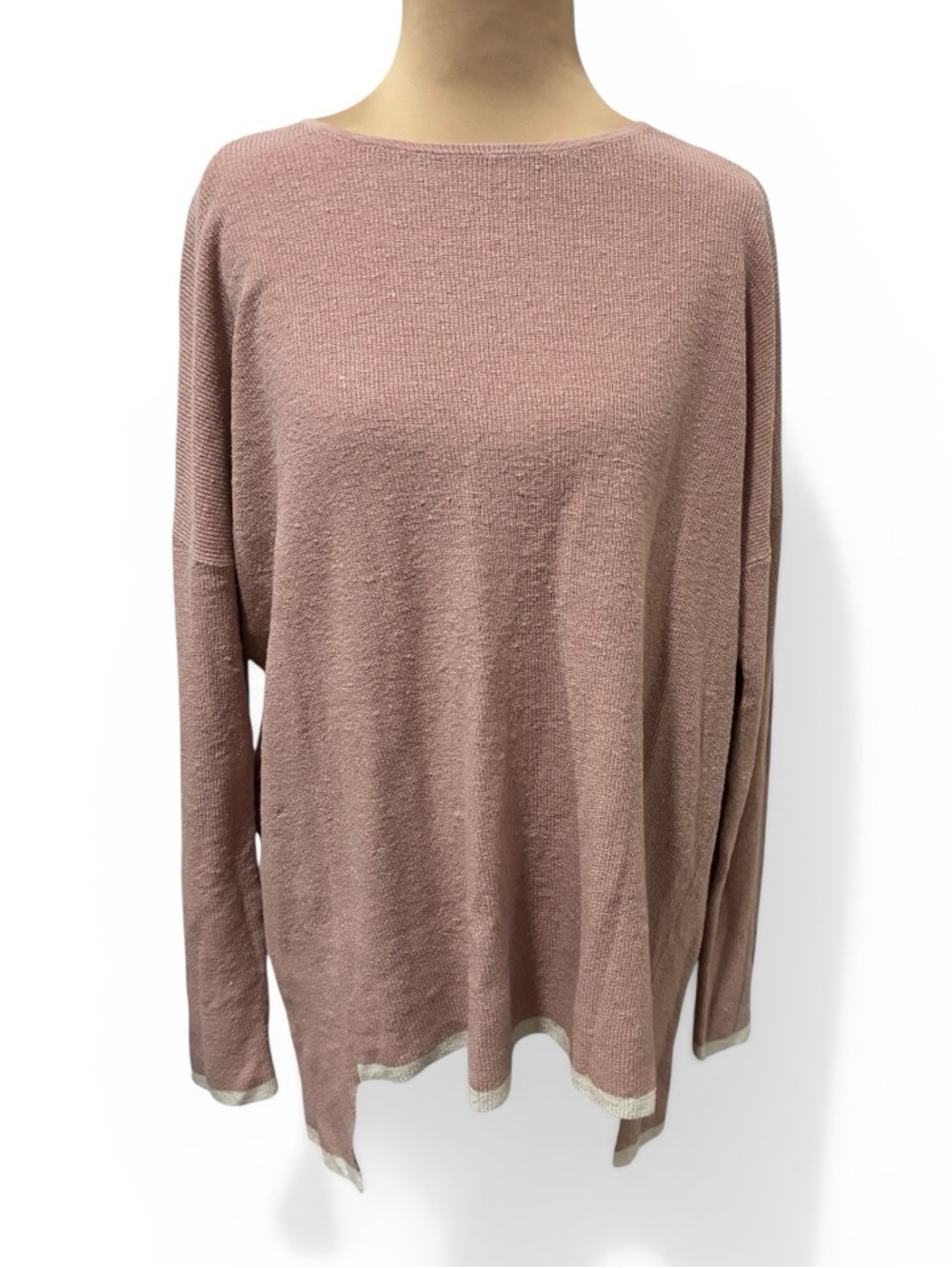 Eileen Fisher Italian Yarn Organic Linen Blend Dusty Rose Knit Sweater Medium